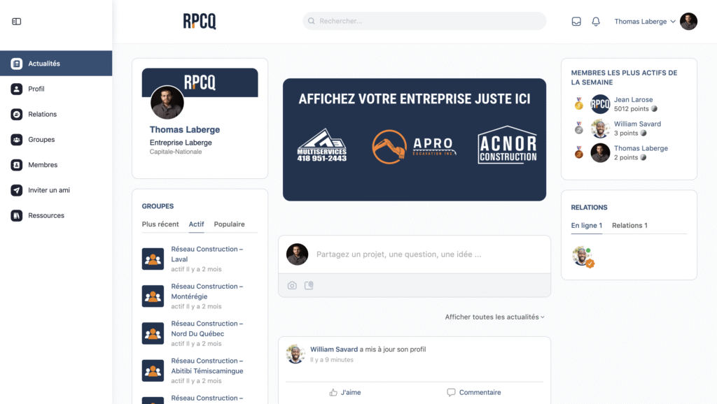 Fil d'actualités du réseau des professionnels de la construction du Québec.